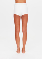 THE UPSIDE women's white Palais Rib Fox Shortie is designed to be worn under sheer garments and features a folded waistband in a soft ribbed fabrication. Made for lifestyle.