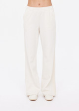 THE UPSIDE women's cream Navar Marnie Wide Leg Pant is a high-rise wide leg fit in our castilla "TU" design and features an elasticated waistband and side seam pockets. Made for everyday wear.