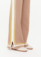 THE UPSIDE women's mocha Veneto Kansas Knit Pant is a wide-leg fit with a soft elastic waistband and short splits at hem. Made for lifestyle.