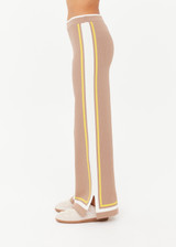 THE UPSIDE women's mocha Veneto Kansas Knit Pant is a wide-leg fit with a soft elastic waistband and short splits at hem. Made for lifestyle.
