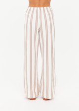 THE UPSIDE women's mocha stripe Baja Charli Drawstring Pant is designed for a low rise, straight leg fit with a elastic waistband with drawcord. Made for lifestyle.