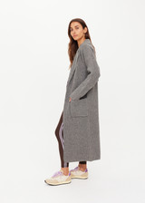 THE UPSIDE women's grey Oli Knit Wool Cardi Coat is a relaxed fitting, longline collared cardigan with front patch pockets. Made for everyday wear.