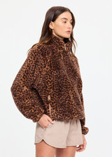 THE UPSIDE women's leopard recycled Harlow Fleece Pullover is designed for a relaxed fit and features a quarter zip, raglan sleeves, zip pockets, elasticated waist and cuffs. Made for lifestyle.