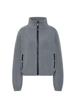 THE UPSIDE women’s grey recycled Sol Fleece Jacket has a relaxed fit with elastic waist and arm cuffs with polar fleece fabrication in marle. Made for lifestyle.