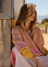 THE UPSIDE women’s tie dye 100% organic cotton Sebastian Knit Crew is a relaxed fit crew neck sweater and features an open knit construction and ribbed neckline and cuffs. Made for lifestyle.