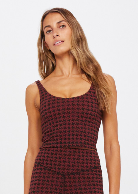 HOUNDSTOOTH TESS CROP - CHOCOLATE [USW223070]