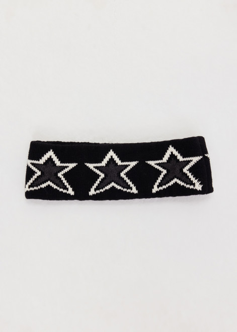 THE UPSIDE women’s black organic cotton Superstar Knitted Headband is designed to sit close to the head for warmth or under your helmet. Designed for Après-ski and winter wear.