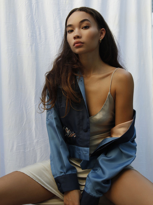 Dream girl, Ashley, wearing the Japan Tour Jacket Navy @ashley_moore_