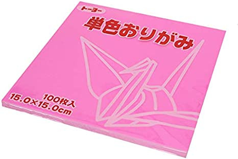 Toyo Carta Origami Monocolore - Rosa Chiaro - 15cm, 100 Fogli - Qualità Giapponese - 4