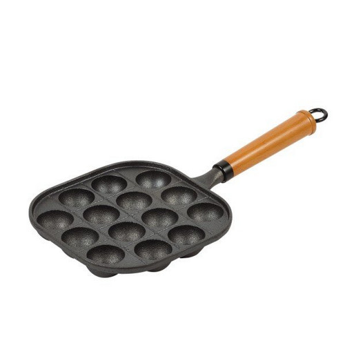 Takoyaki Pan Cast Iron Takoyaki Maker Skillet Griddle Japanese Octopus Meat Ball Mold Maker, 14 Molds