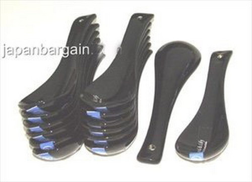 1x Black Porcelain Soup Spoons