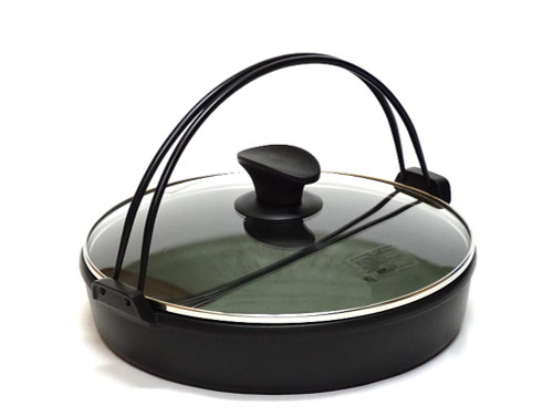 Sukiyaki Nabe Pan with Glass Lid for Induction Heating Stove IH