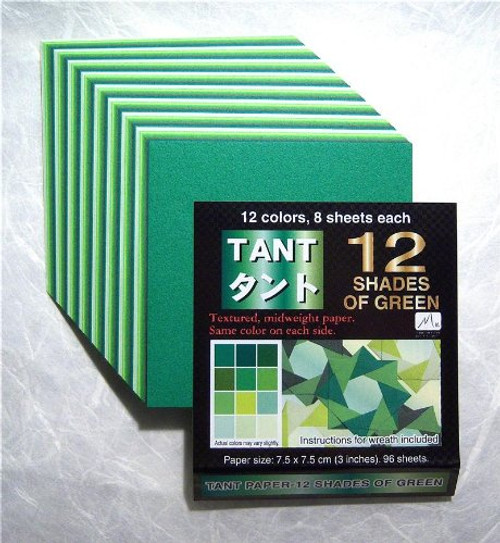 48 Sheets Japanese Tant Green Origami Paper-12 Shades of Green 6 Inches #2651