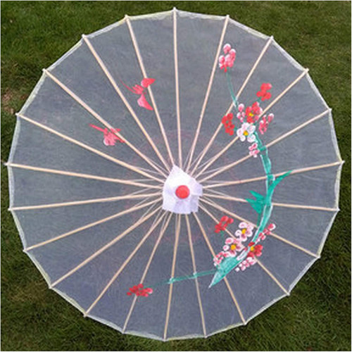 Chinese Dance Oriental Transparent White Parasol Umbrella 30-inch