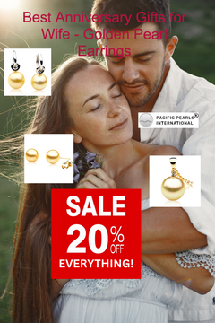  Best Anniversary Gifts for Wife - Golden Pearl Earrings