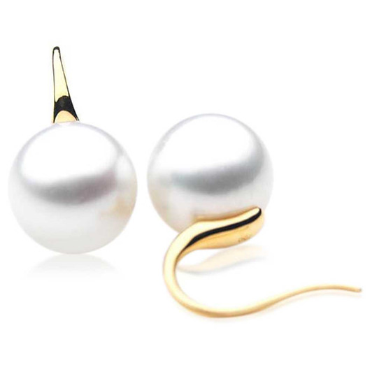 SE076 (AAA 13mm Australian South Sea Pearl Earrings in 18k Gold) Pearl Earrings Pacific Pearls