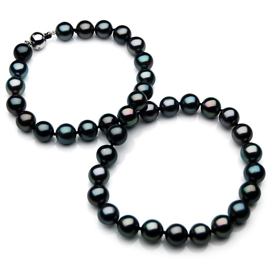 TN023 (AAA 11-13mm Tahitian Black Pearl Necklace W gold Diamond clasp) TN023 (AAA 11-13mm Tahitian Black Pearl Necklace W gold Diamond clasp)