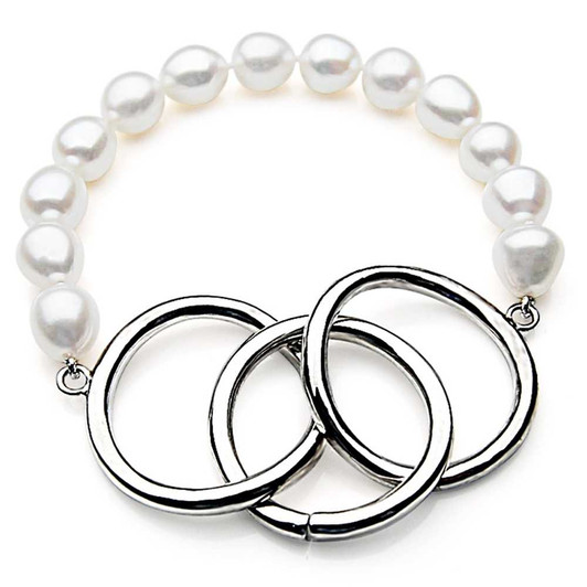 FB013 (AAA 11mm Drop Freshwater Pearl Bracelet Silver clasp ) Pearl Bracelets Pacific Pearls