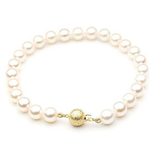 AB008 (AAA 8-8.5 mm Japanese Akoya Saltwater Pearl Bracelet gold clasp ) Pearl Bracelets Pacific Pearls