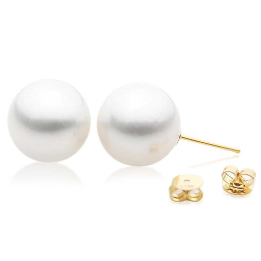 SE098 (AAA 14mm Australian South Sea Pearl Earrings 18k Gold) Pearl Earrings Pacific Pearls