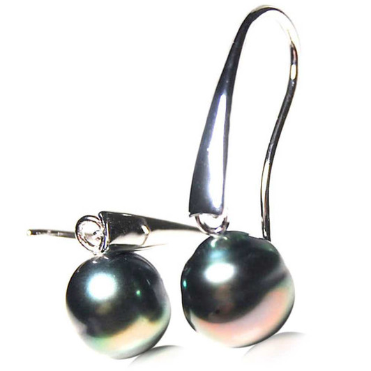 TE137 (AA+ 12mm Tahitian Black Pearl Earrings In Silver ) 30% Off selected items only Pacific Pearls