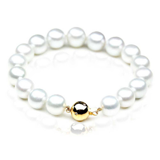 SB010 (AAA 10-12mm Australian South Sea Pearl Bracelet gold Diamond clasp ) Pearl Bracelets 