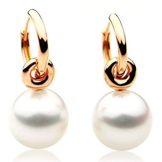 SE046c (AAA 12mm Australian South Sea Pearl Earrings in 18k  Yellow Gold)