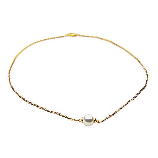 AN4 (AAA 9mm White Japanese Akoya Saltwater Pearl Necklace 18k Yellow Gold Plated On Italy Silver Chain )