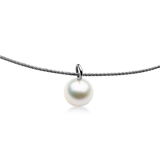 FN7 (AAA 11 mm Freshwater Pearl Pendant 18k White Gold With White Gold Plated On Italy Silver Loop Necklace )