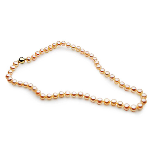 FN032 (AA+ 7 mm Pink Freshwater Cultured Pearl Necklace 14k Yellow Gold Clasp, 20" long) 30% Off selected items only Pacific Pearls