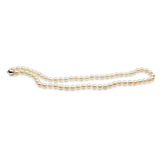 AN06P (AAA 5-5.5 mm White Japanese Akoya Saltwater Pearl Necklace with 14K Yellow Gold Clasp ) Pearl Necklaces Pacific Pearls