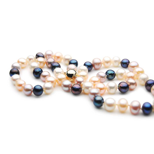 FN041 (AAA 7.5 mm Multicolor Freshwater Cultured Pearl Necklace With 14K Yellow Gold Clasp, 18" long ) 30% Off selected items only Pacific Pearls