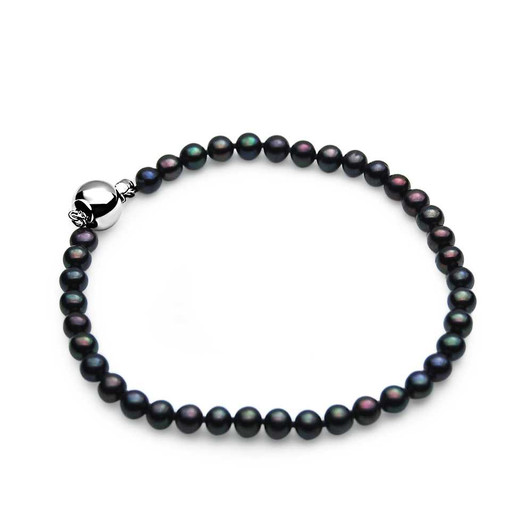 FB039 (AAA 5 mm Black Freshwater Pearl Bracelet White gold clasp, 8.5" long ) 30% Off selected items only Pacific Pearls