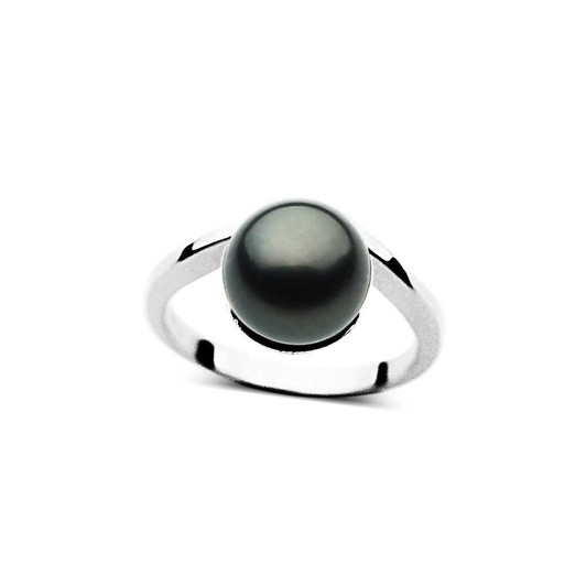 TR005S ( Perfect Round AAA 11 mm Tahitian Black Pearl Ring in Silver ) 30% Off selected items only Pacific Pearls
