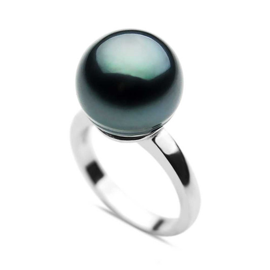 TR012S ( AA+ 13.5 mm Tahitian Black Pearl Ring in Silver ) 30% Off selected items only Pacific Pearls