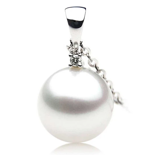 SP014-1 (AAA 10 mm Australian South Sea pearl Pendant In 18k White Gold ) Pearl Pendants Pacific Pearls
