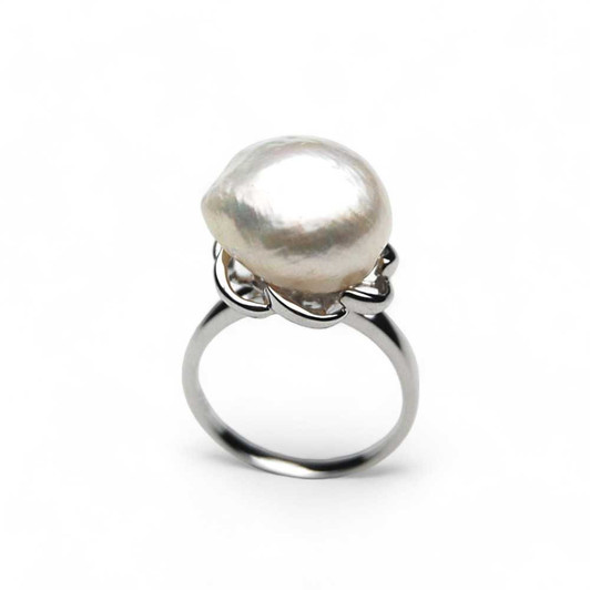 FPR03 ( Huge Size 15mm Baroque Pearl Ring In Silver - Genuine Pearl, Fast Delivery , best gifts ) 30% Off selected items only Pacific Pearls