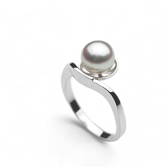 AR13 ( Elegant Silver Pearl Rings for Women, Real 8.5mm Akoya Saltwater Pearl with Extra High Luster. ) 30% Off selected items only Pacific Pearls