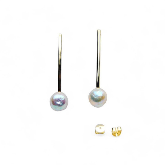FPE02 Top 13mm Baroque Pearl Earrings in Silver with 18k Gold Plating for Ultimate Elegance . 30% Off selected items only Pacific Pearls
