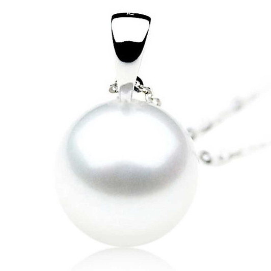 SP087 (AAA 14mm Australian South Sea pearl Pendant 18k White Gold ) Pearl Pendants Pacific Pearls