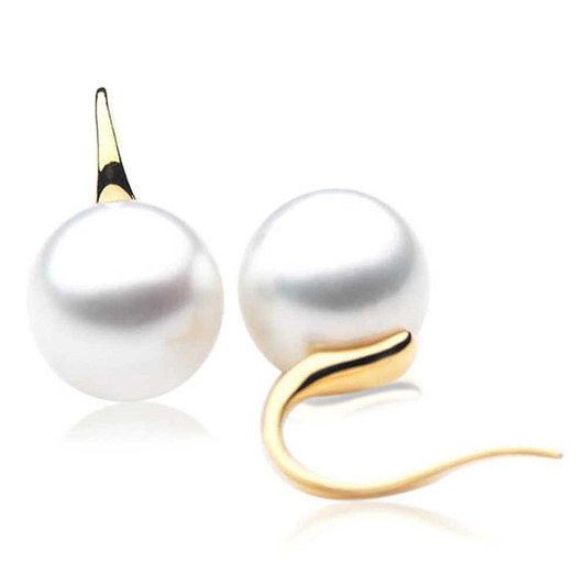 SE004 (AAA 11mm Australian South Sea Pearl Earrings in 18k Gold) Pearl Earrings Pacific Pearls