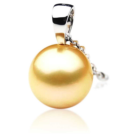 GP017 (AAA 12mm Australian Golden South Sea Pearl Pendant In 18K Gold) Pearl Pendants Pacific Pearls