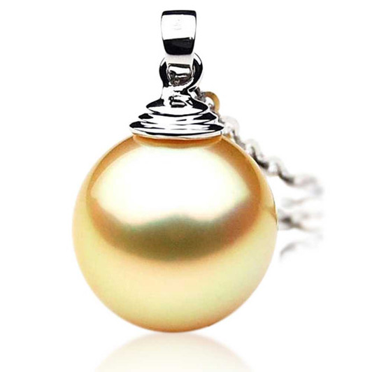 GP023 (AAA 12mm Australian Golden South Sea Pearl Pendant In Gold) Pearl Pendants Pacific Pearls