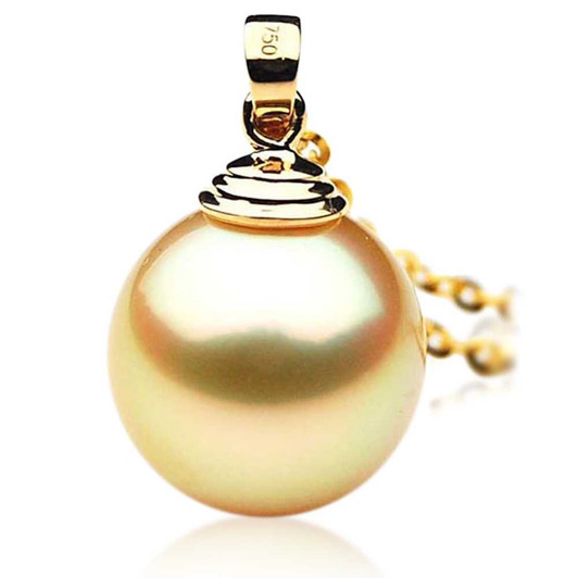 GP024 (AAA 12mm Australian Golden South Sea Pearl Pendant In 18K Gold) Pearl Pendants Pacific Pearls