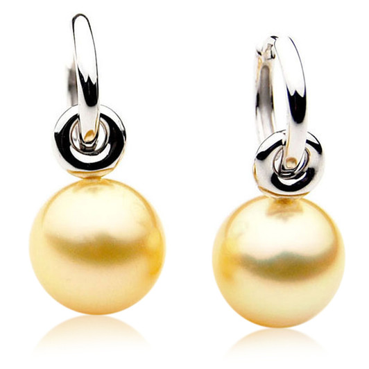 GE075 (AAA 13mm Australian Golden South Sea Pearl Earrings In Gold)