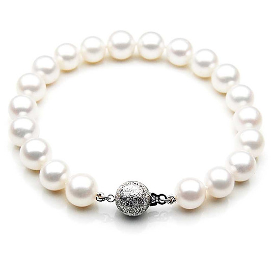 FB001 (AAA 9-10 mm Freshwater Pearl Bracelet 14k White gold clasp )