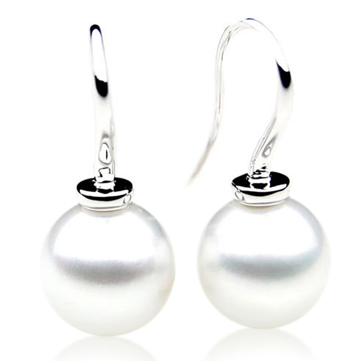 SE079  (AAA 13mm Australian South Sea Pearl Earrings in 18k White Gold)