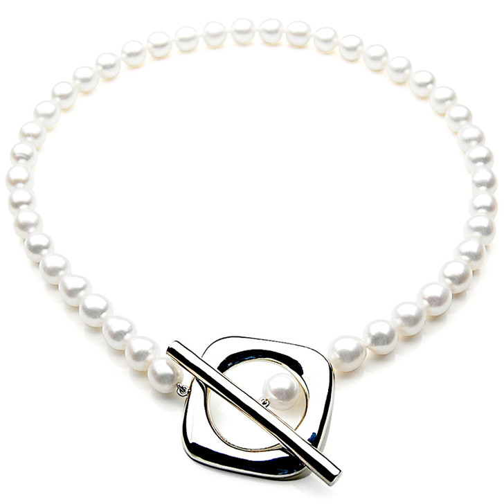 FN021 ( AAA 11mm Drop  Freshwater Pearl Necklace 14k Silver Clasp )