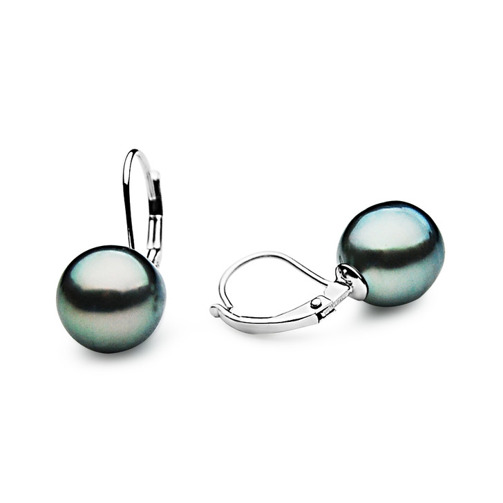 TE02a (AA+ 11 mm Tahitian Black Pearl Earrings In Silver)