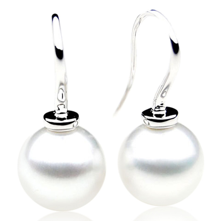 SE011-1 ( AAA 9.8 - 10 mm Australian South Sea Pearl Earrings in 18k White Gold )